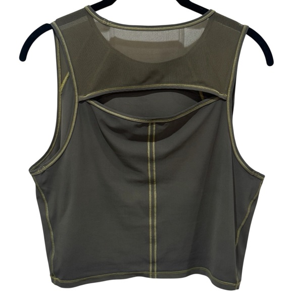 LuLuLemon Olive Green Mesh Detail Athletic Tennis Pickleball Crop Tank Size S/M - Picture 6 of 9
